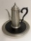 Pewter coffee carafe and tray