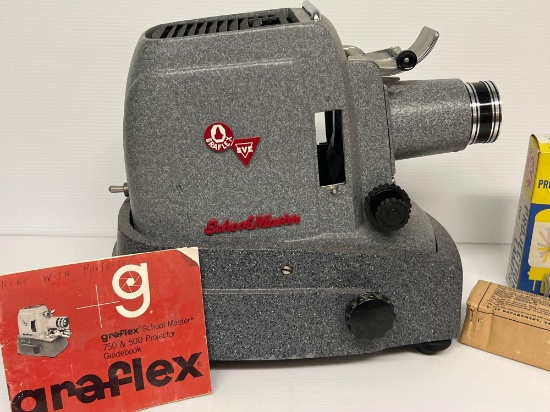 Graflex School Master Model 100 film projector with bulbs