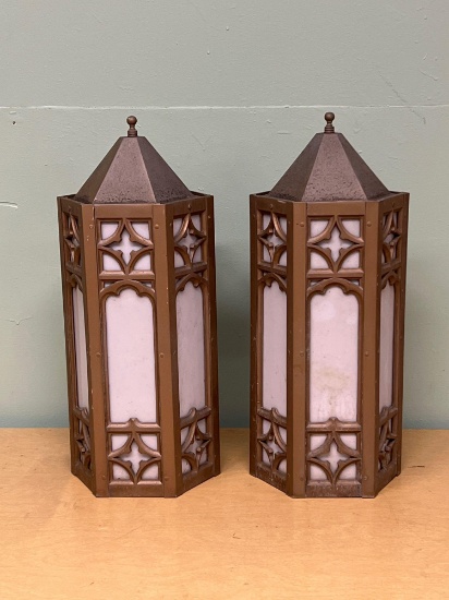2 Gothic Hexagonal Outdoor Wall-Mounted Sconce Antique Lights