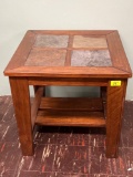 Wooden table with slate top