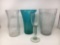 3 Large Glass Vases and Stemmed Glass