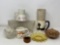 Coffee Mugs, Glass Pedestal Bowls, Amber Glass Dish, Pottery Dish, More