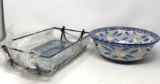 Temptations Bowl and Wrought Iron Framed Casserole Holder