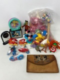 Disney Toys Lot, Small Bag Miscellaneous Toys, Mickey Mouse Clock, Other Clocks