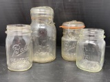 4 Clear Canning Jars- 2 Have Glass & Wire Lids