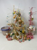 Easter Items- Egg Trees, Basket, Bunny Figures, White Basket