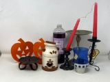 Candle Holders, Taper Candles, Ceramic Milk Can, Potpourri Scent, Jack-O-Lantern Cut-Outs