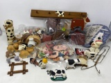 Cow Related Items- Figures, Wood Cut-Outs, Milk Cans, Magnets, Other Miniatures