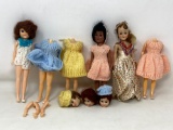 6 Fashion Dolls, Some in Pieces, With Hand Knit Dresses