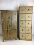 2 Wooden Cabinets- One with 10 Drawers, Other with 3 Drawers