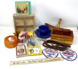 Softball Patches, Tea Cup & Saucer, Miniatures, Darts, Baskets, Wooden Boxes, Jamaica Booklet, More