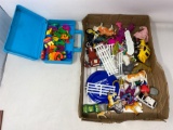 Plastic Tote of Magnetic Letters, Farm Animals, Fencing, Plastic Cars, Motorcycle, Figures, Frisbee