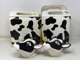 2 Cow Theme Koolit Coolers, and 2 Ceramic Wall Mount Cow Head Towel Holders