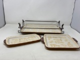 3 Temptations Platters, One in Wrought Iron Holder
