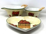 Apple Basket Motif Batter Bowl, Bowl with Spoon and Heart-Shaped Bowl