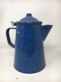 Blue Enamelware Coffee Pot