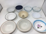 Grouping of Glass and Pottery Bowls, One with Lid