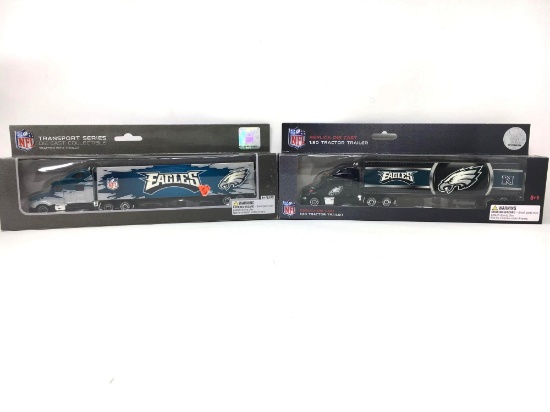 NFL Transport Series "Eagles" Tractor w/ Trailer and 1:80 "Eagles" Tractor Trailer- New in Boxes
