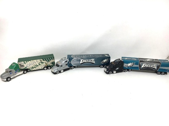 3 NFL "Eagles" Tractor Trailers, Die Cast- No Boxes