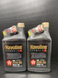 2 Havoline Oil Bottles, Each with #28 Die Cast Car