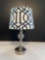 Interior Decoration Brushed Nickel and Double Glass Bulb Stem Table Lamp with Shade