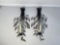 Pair of Metal Wall Sconces with Glass Shades