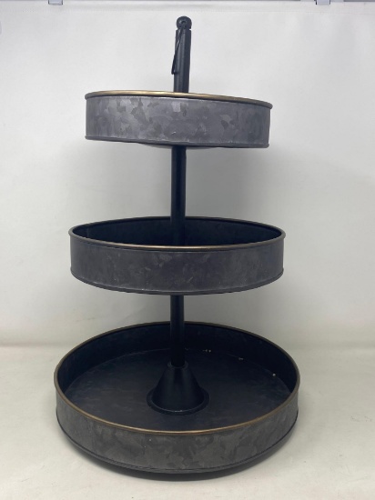 3-Tiered Galvanized Table Top Stand