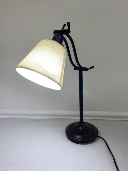 Adjustable Lamp with Metal Base and Linen Shade
