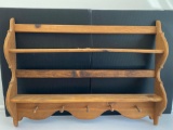 Wooden Wall Shelf with Pegs