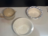 2 Serving Bowls- White & Blue Checkered and Creamer