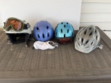 Skiing and Bike Helmets and Goggles