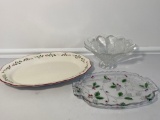 2 Christmas Platters and Footed Candy Dish