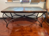 Tile Top Coffee Table with Wrought Iron Base