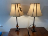 Pair of Tall Table Lamps with Linen Shades