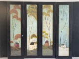 4 Framed Complementary Folk Art Seasonal Prints