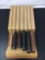 Wooden Knife Block with 6 Knives- 4 are J. A. Henckels