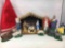Nativity Set with Stable and Red Tree Skirt