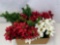 Artificial Poinsettias, Holly and Pine Stems