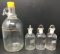 Gallon Size Glass Jar and 3 Smaller Apothecary Jars with Glass Stoppers