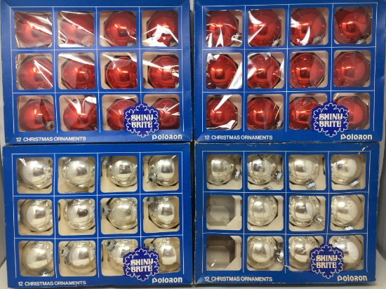 4 Boxes of Poloron "Shiny Bright" Christmas Ornaments