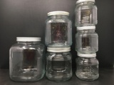 6 Storage Jars with Metal Lids- 3 Sizes