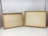 2 Wooden Trays with Cutout Handles