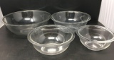 4 Pyrex Clear Glass Mixing Bowls