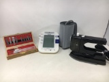 X-Acto Knife Set in Case, Omron Blood Pressure Kit and Travel Steam Iron