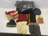 Men's Gloves, Scarves, Cap, Fanny Pack and Black Satchel
