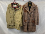 Woolrich Tan Coat and Plaid Robert Lewis Coat with Shooting Patches