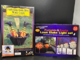 Halloween Items- Pumpkin & Santa Lawn Stake Light Kit and Halloween Nose Dive Witch Crash- New