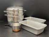 2 Loaf Pans, Cook Pot and Copper Bottom Sauce Pan