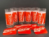 6 Coca-Cola Glasses and 6 Coasters