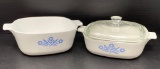 2 Corning Casserole Dishes, One with Glass Lid